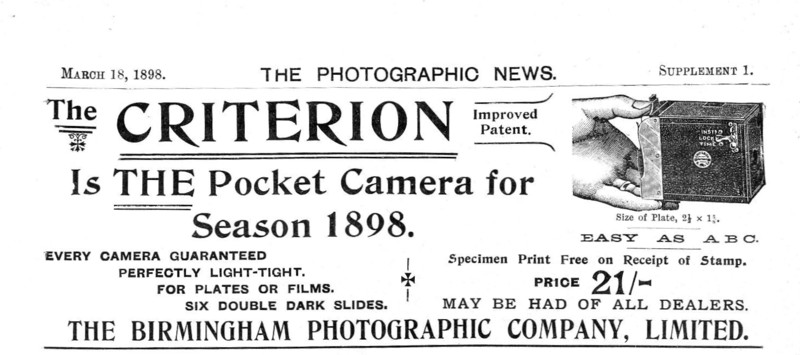 Advert for Criterion Camera