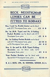 Advert for Beck lenses