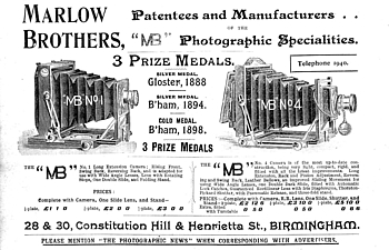 Advert for Marlow Brothers Cameras (1898)