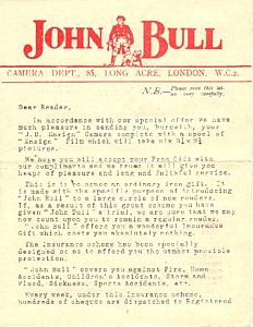 Image of John Bull pamphlet provided with J-B Ensign Box Camera