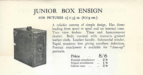 Catalogue entry (1932) for Junior Box Ensign