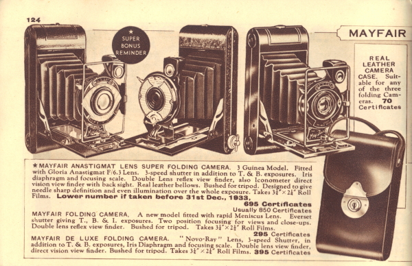 Image of Ardath Reminder Catalog 947 showing May Fair folding cameras