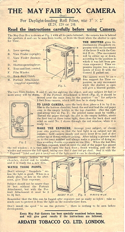 May Fair E29 box camera instruction sheet