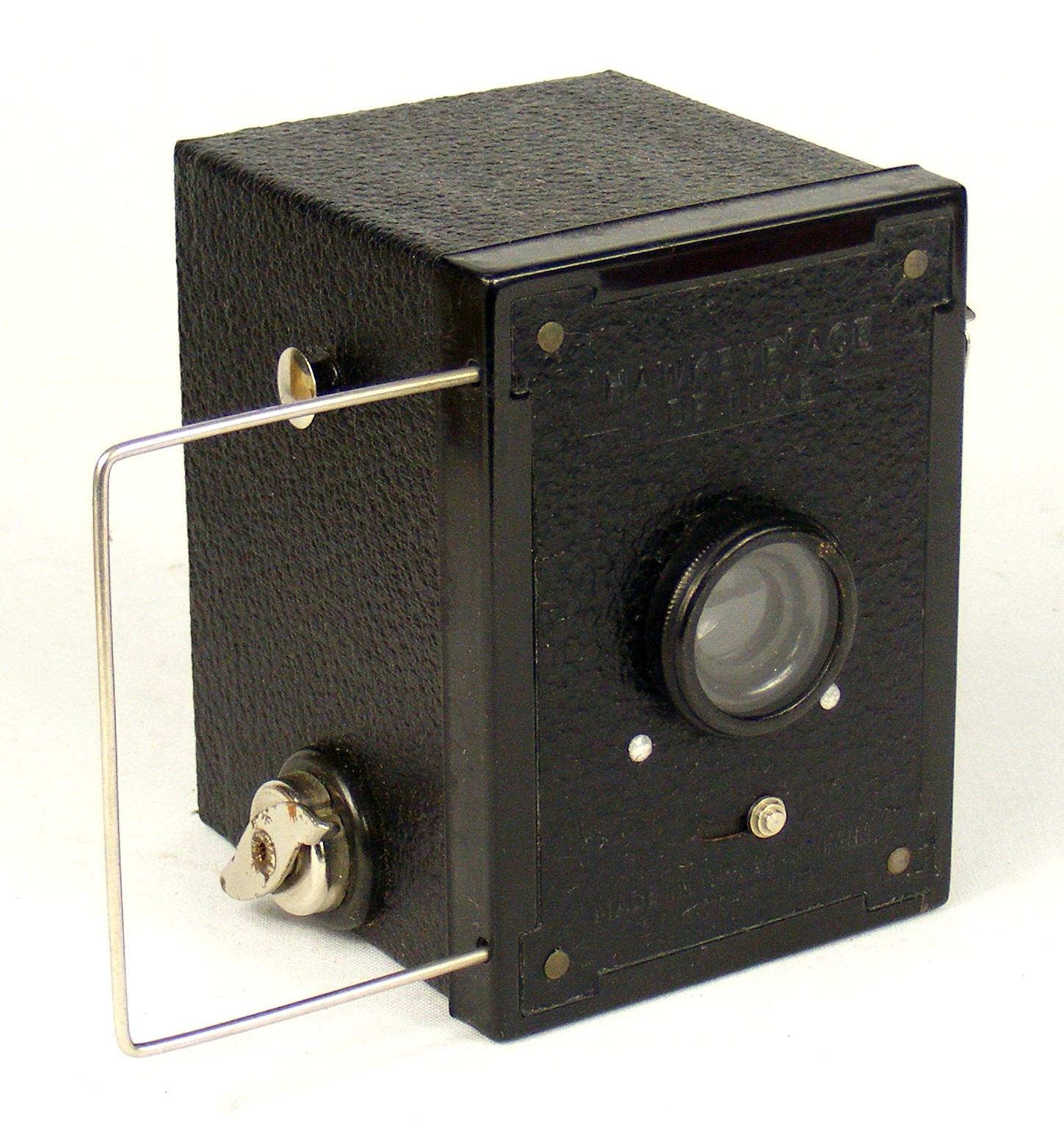 Image of Hawkeye Ace De Luxe camera with auxiliary portrait lens