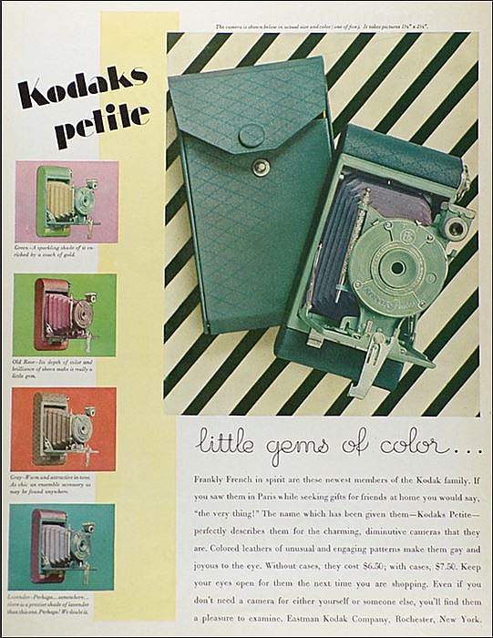 1929 advert for the Kodak Petite camera range