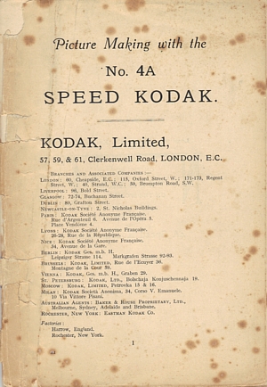 No 4A Speed Kodak instruction booklet